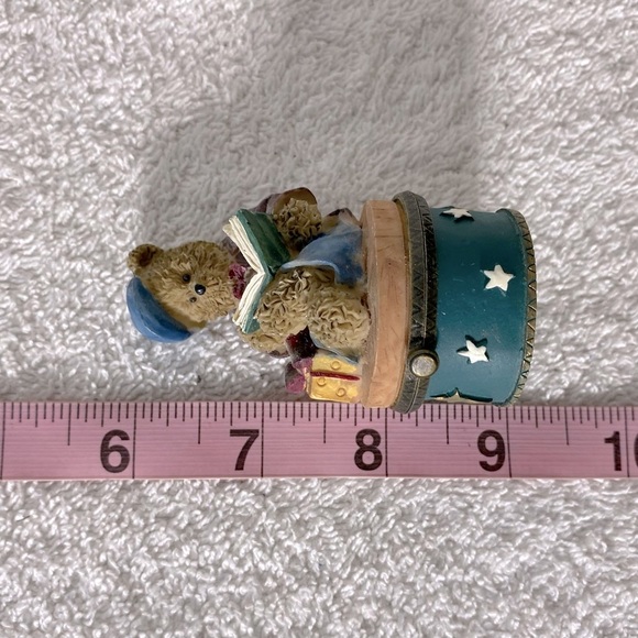 Vintage Charming Teddy Bear with Book Figurine Trinket Box Collectible - Picture 5 of 12